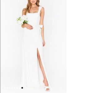 NWT Show me Your Mumu Paris Gown- white stretch